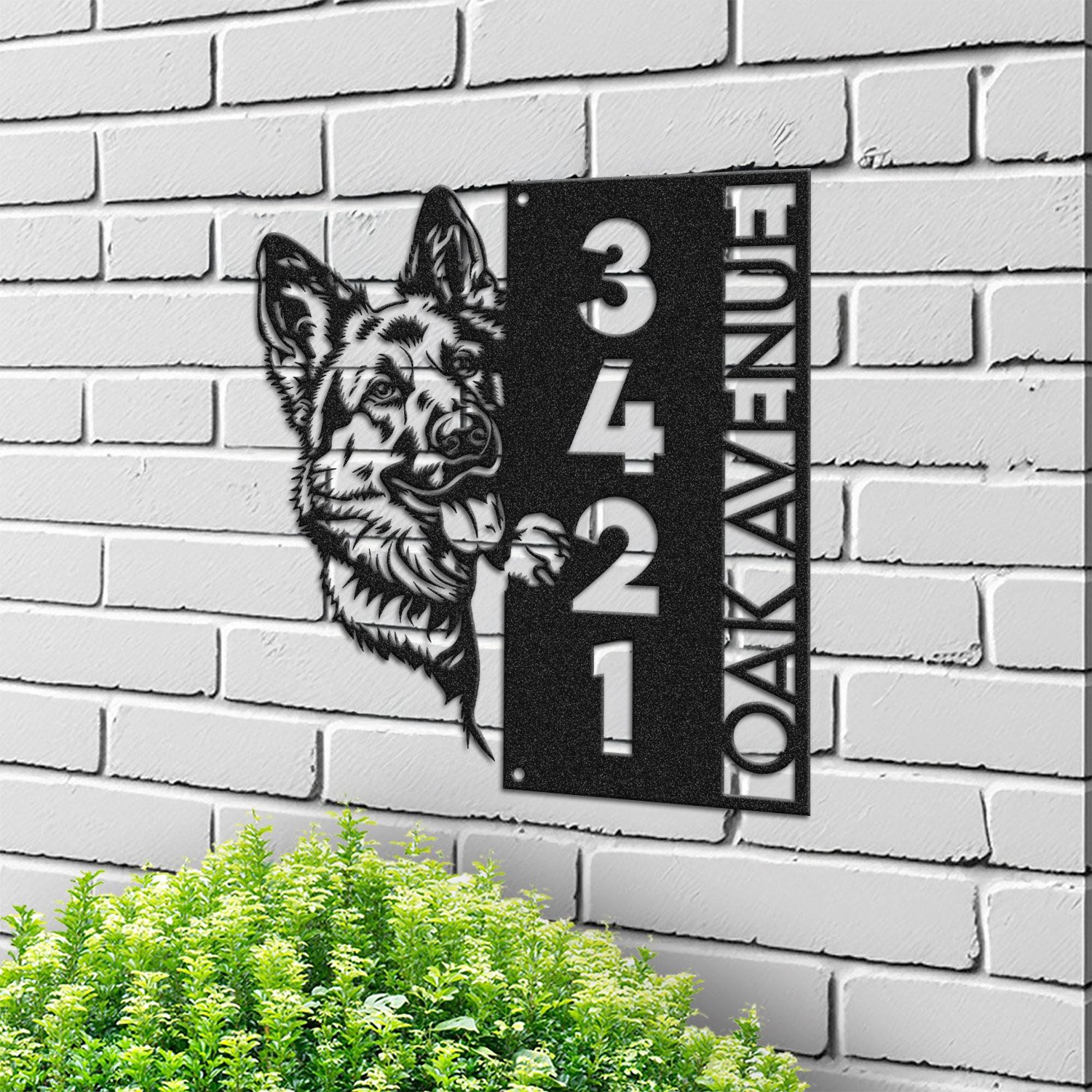 Custom German Shepherd Address Sign, Personalized Dog House Number Plaque, Metal Street Name Sign for Home Outdoor Decor - Image 3