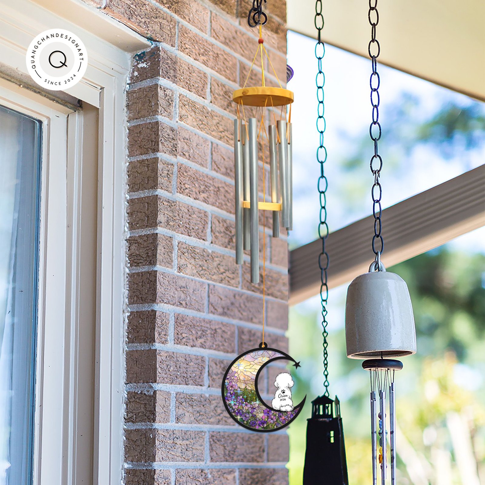 Bichon Frise Memorial Wind Chime Suncatcher, Personalized Dog Loss Gift, Angel Bichon Outdoor Hanging, Pet Memorial Decor - Image 6