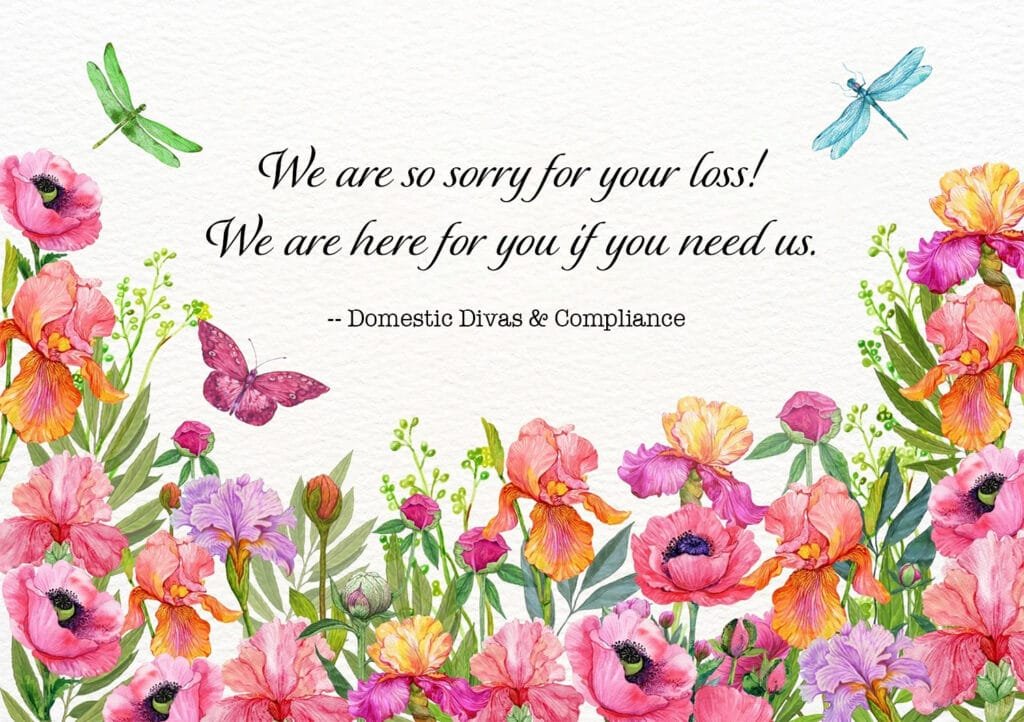 ALT TEXT Personalized A5 message gift card with watercolor pink iris and poppy flowers, custom sympathy message, memorial gift, bereavement gift, condolence gift, and thinking of you card.