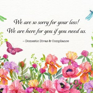 ALT TEXT Personalized A5 message gift card with watercolor pink iris and poppy flowers, custom sympathy message, memorial gift, bereavement gift, condolence gift, and thinking of you card.