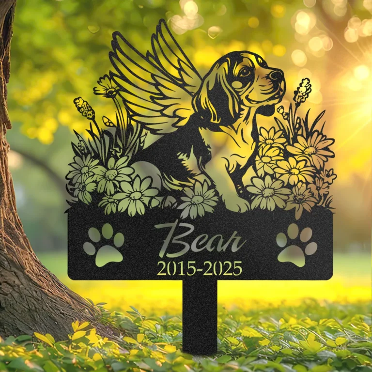Personalized pet memorial grave marker, an idea for helping kids grieve a pet loss by creating a keepsake together as a family