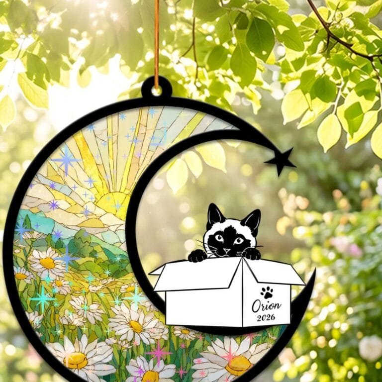 Personalized pet memorial wind chime suncatcher, a keepsake for coping with pet loss grief